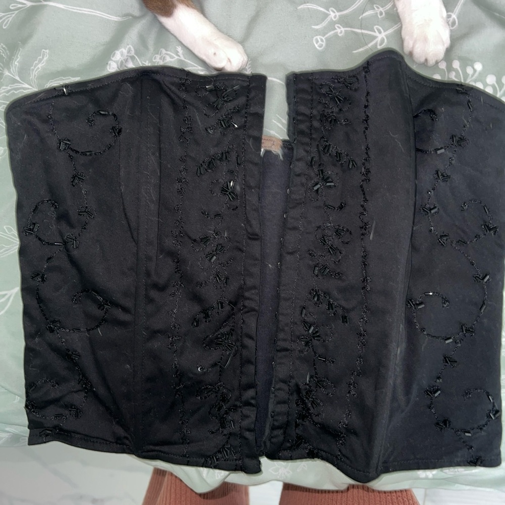 Medium vintage Y2K 90s reference medium Black Embroidered Corset Top